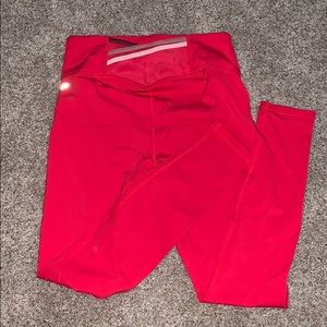 Red ankle leggings